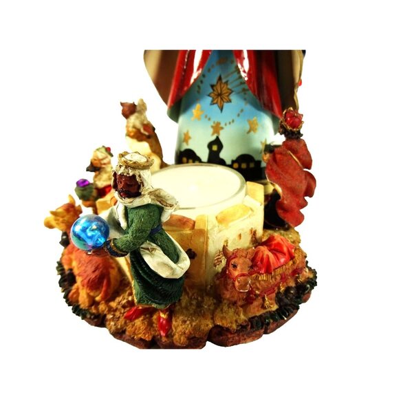 Nativity Statue Candle Holder Metalwork and Resin Virgin Mary Christmas Manger - Picture 5 of 15